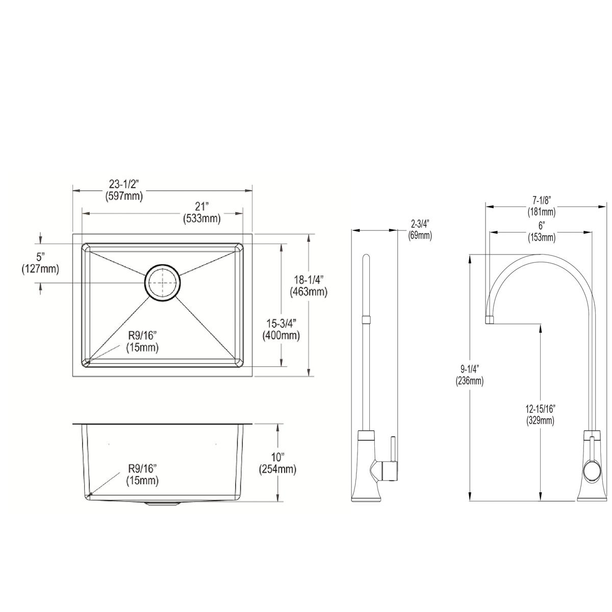 stainless steel single bowl undermount sink kit