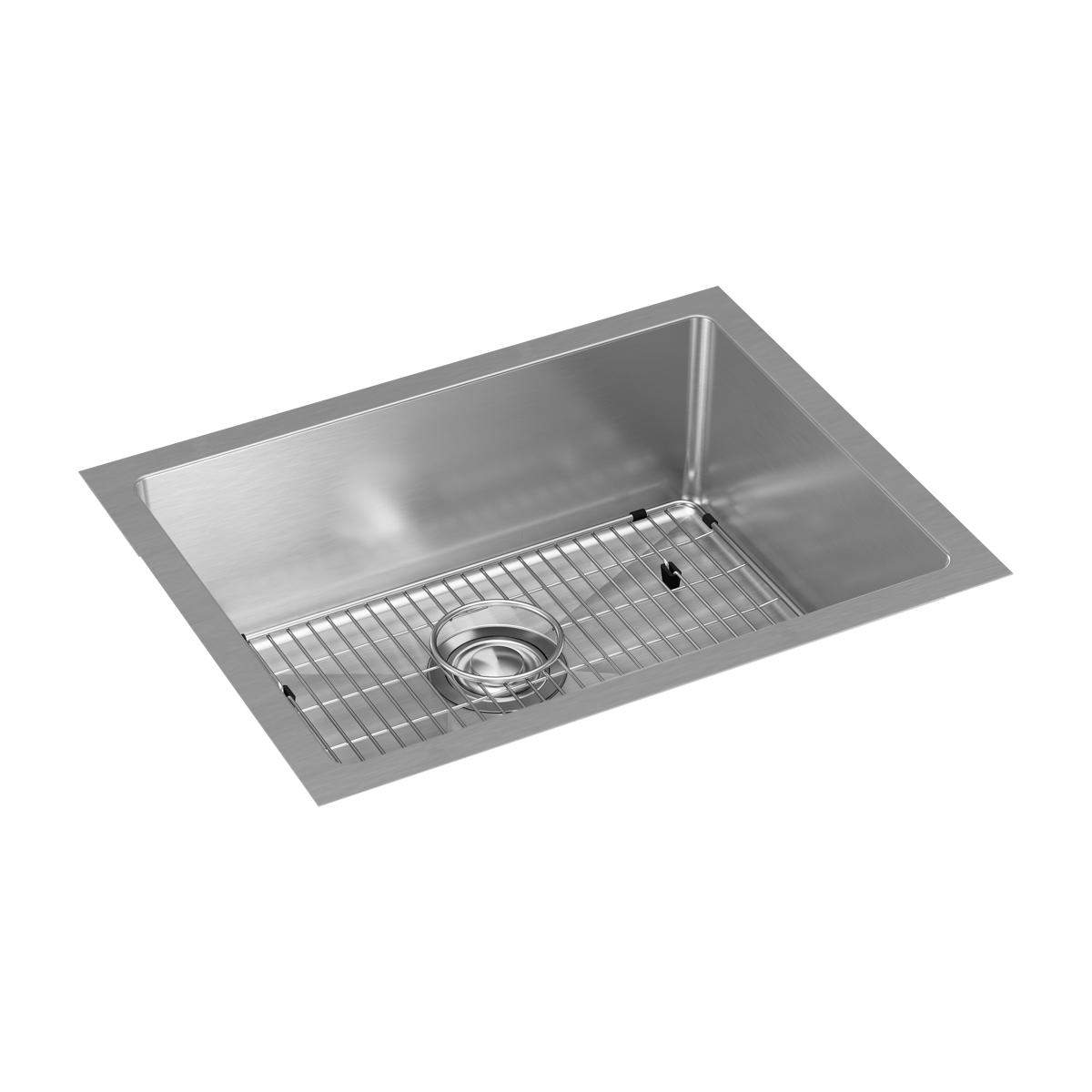polished satin single bowl undermount sink kit
