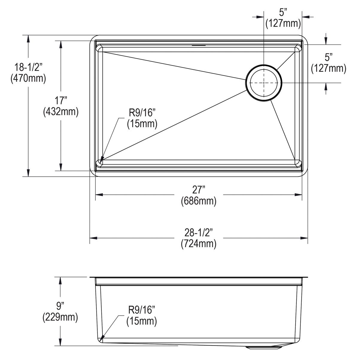 polished satin single bowl undermount sink kit