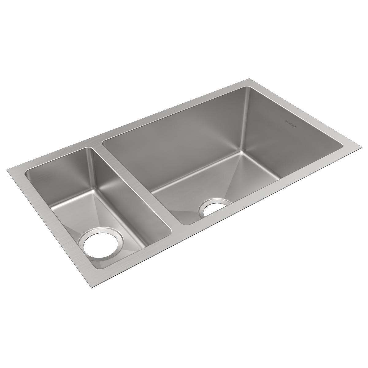 polished satin double bowl undermount sink