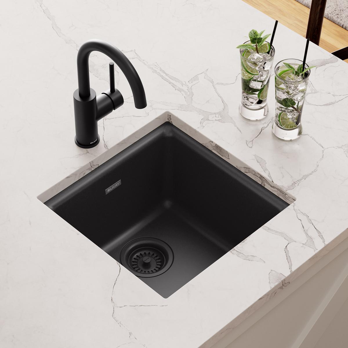 black single bowl dual mount bar sink