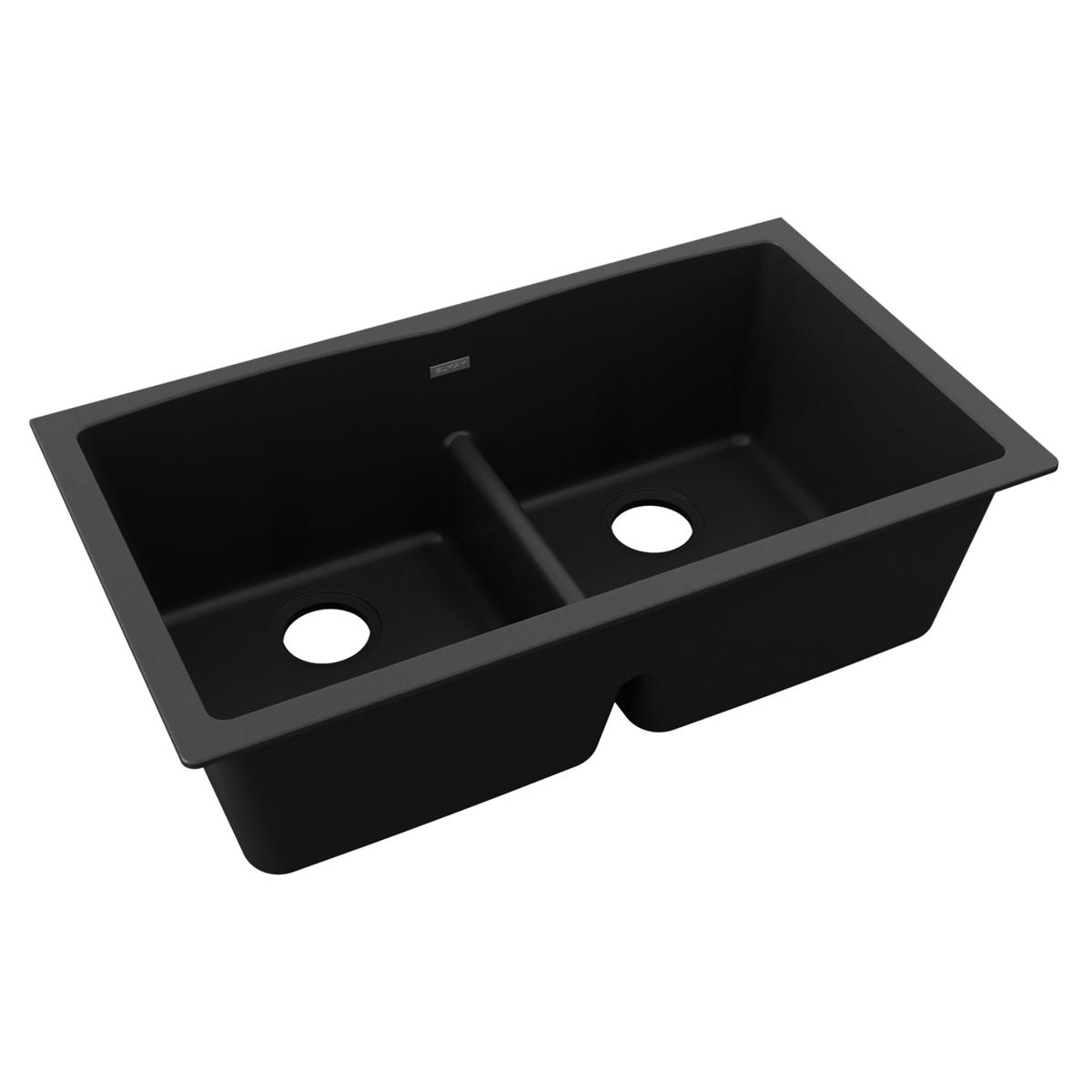 black equal double bowl undermount sink