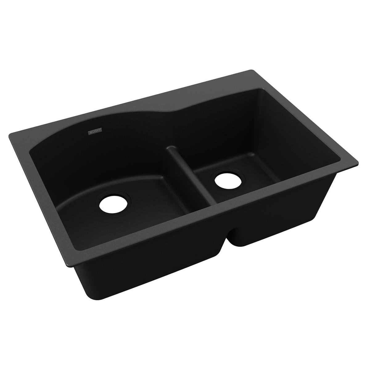 black double bowl drop-in sink