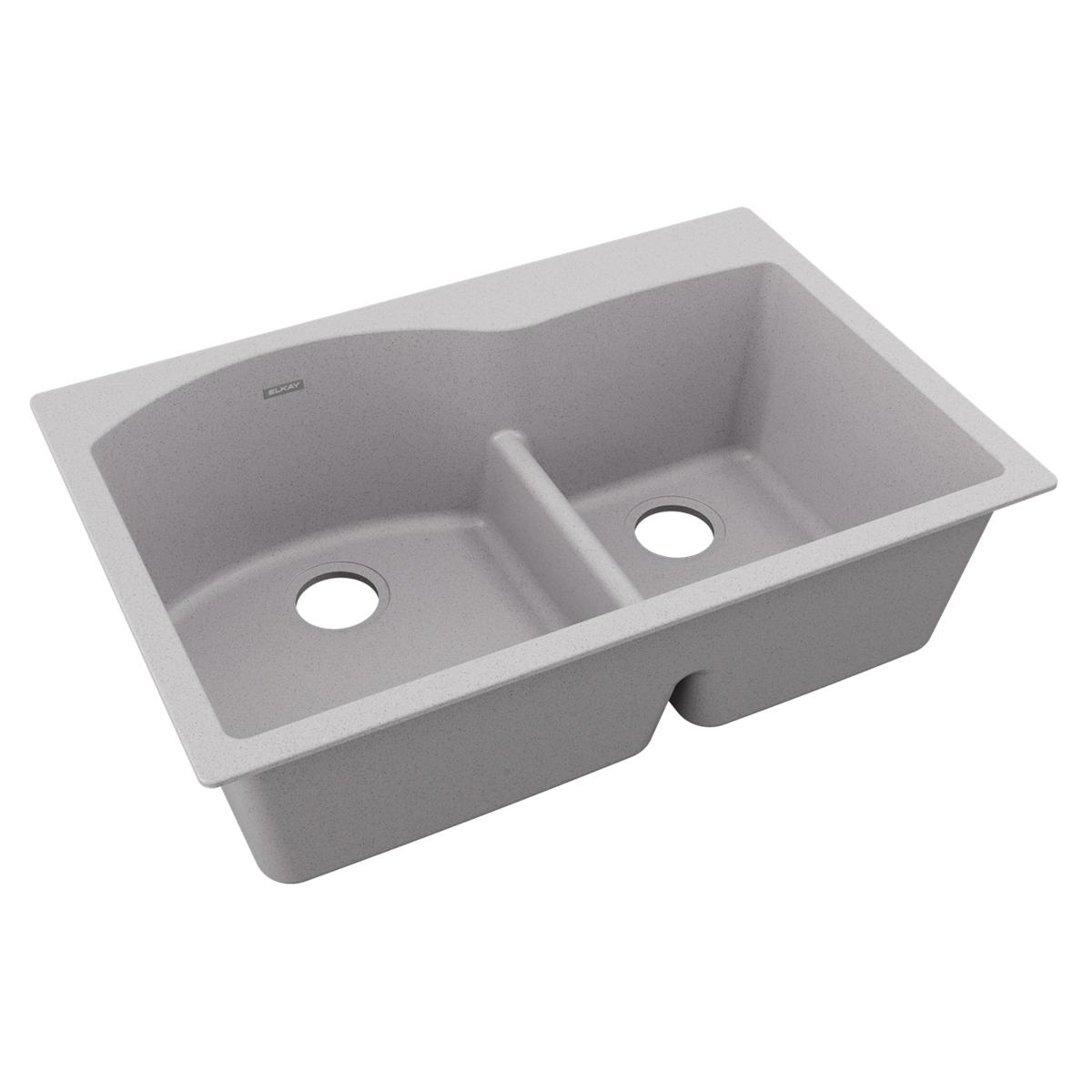 Elkay Quartz Classic 33" x 22" x 10" Offset 60/40 Double Bowl Drop-in Sink with Aqua Divide