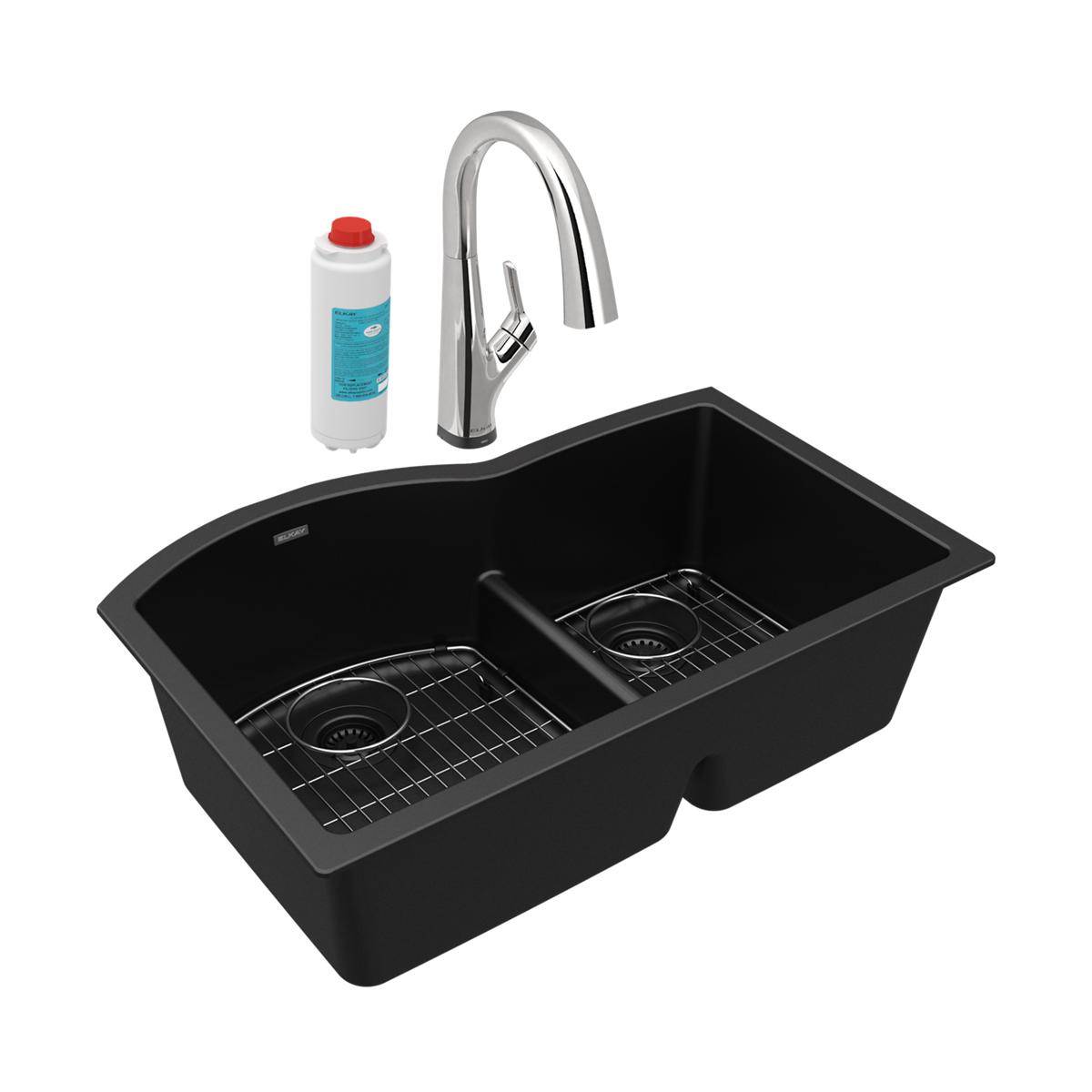 black double bowl undermount sink