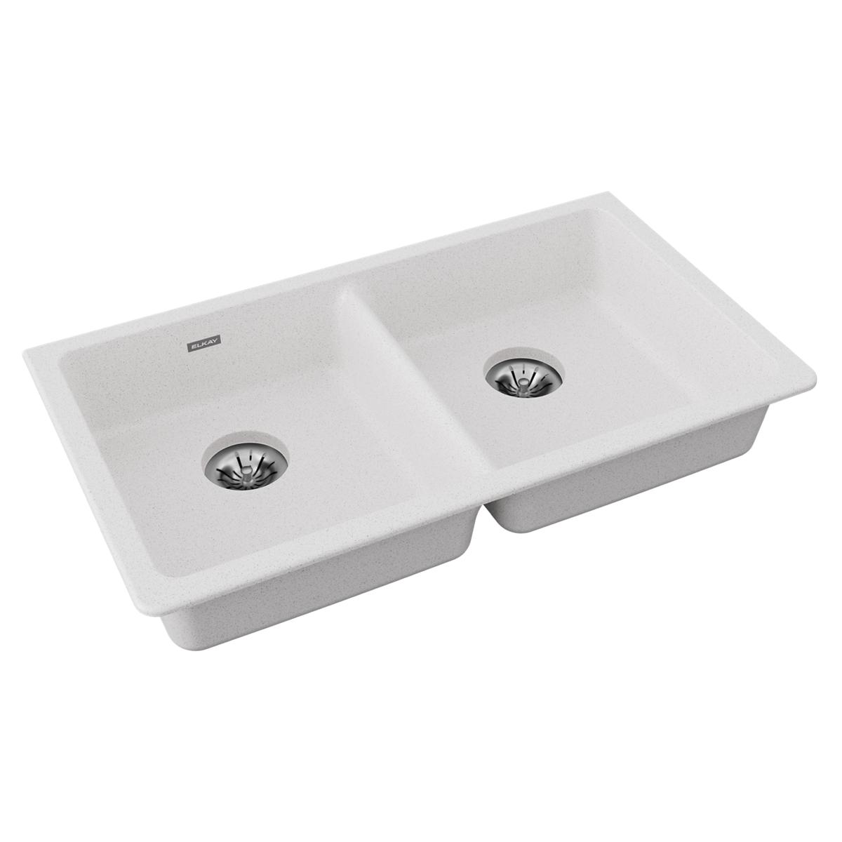 Elkay Quartz Classic 33" x 18-1/2" x 5-1/2" Double Bowl Undermount ADA Sink with Perfect Drain