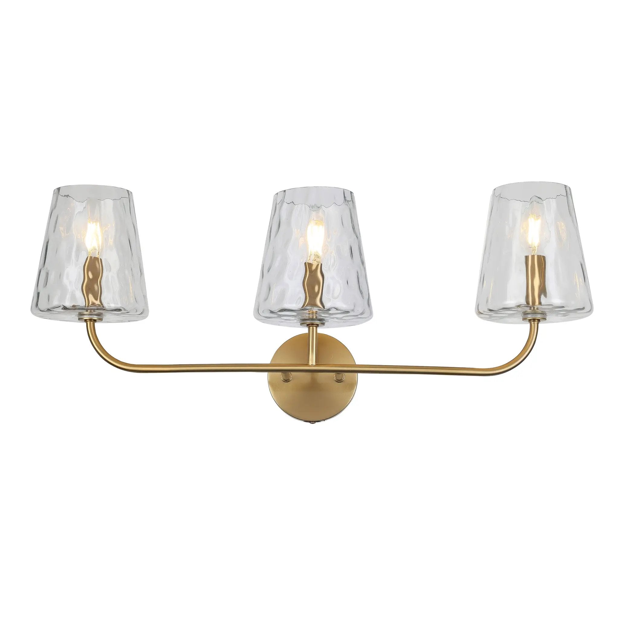 aged brass with clear hammered glass wall mount