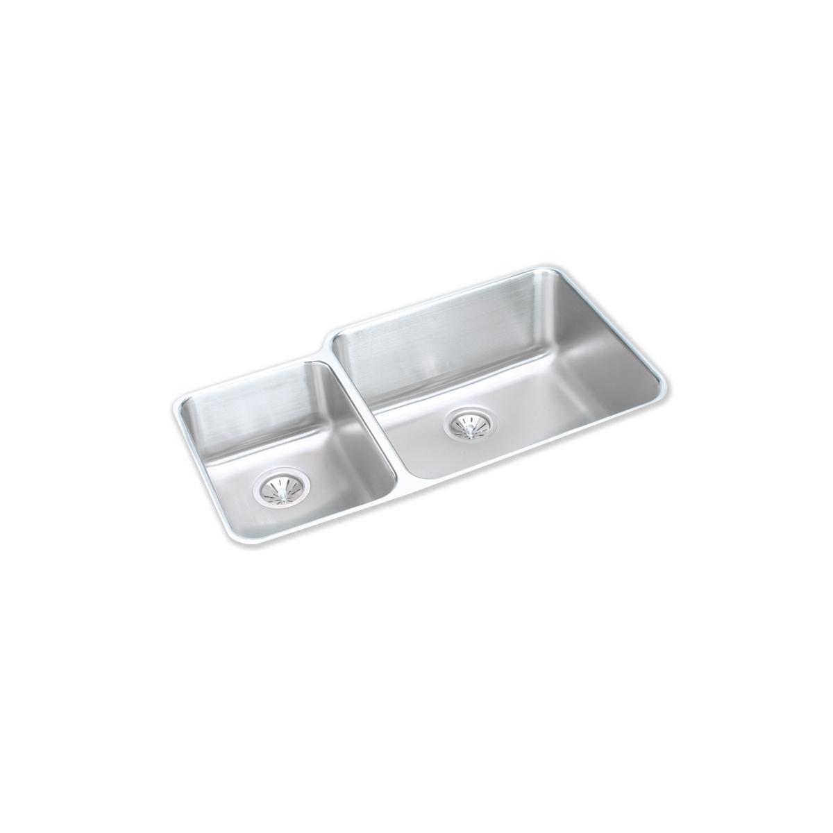 lustrous satin double bowl undermount sink kit