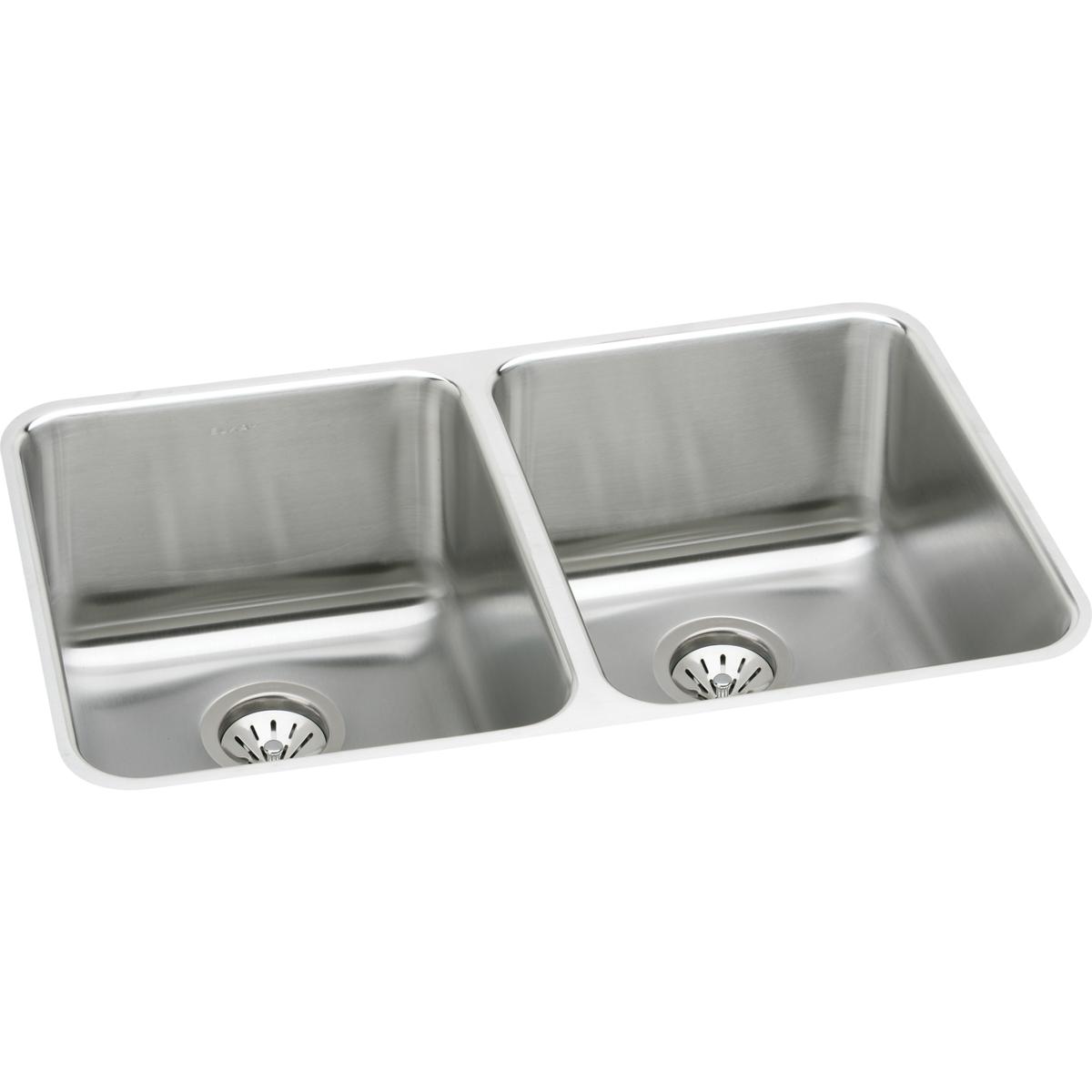 lustrous satin double bowl undermount sink kit