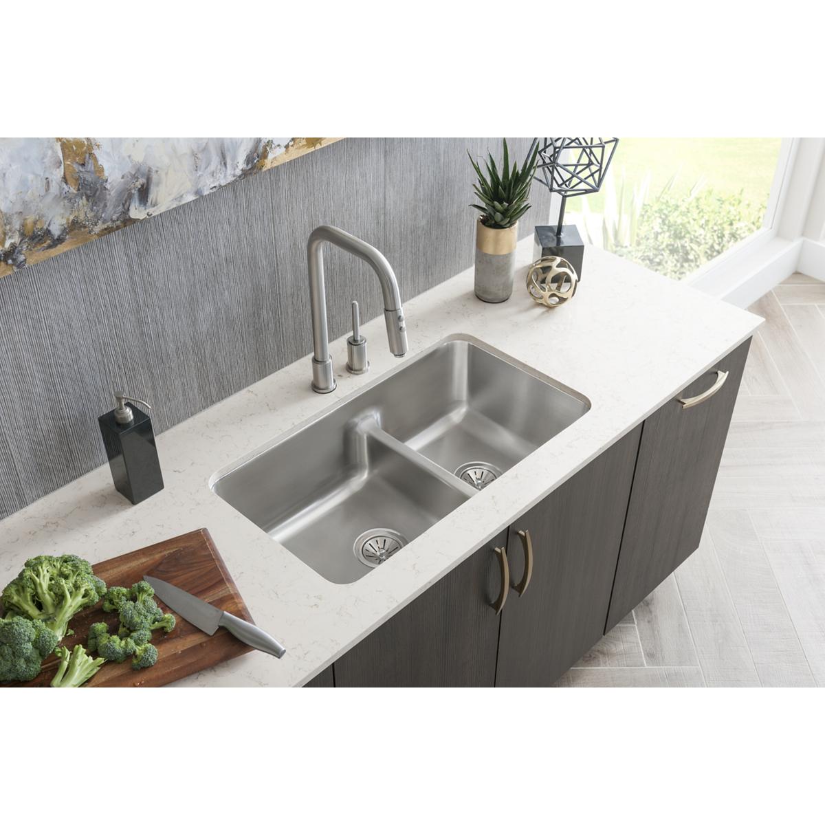 lustrous satin double bowl undermount sink