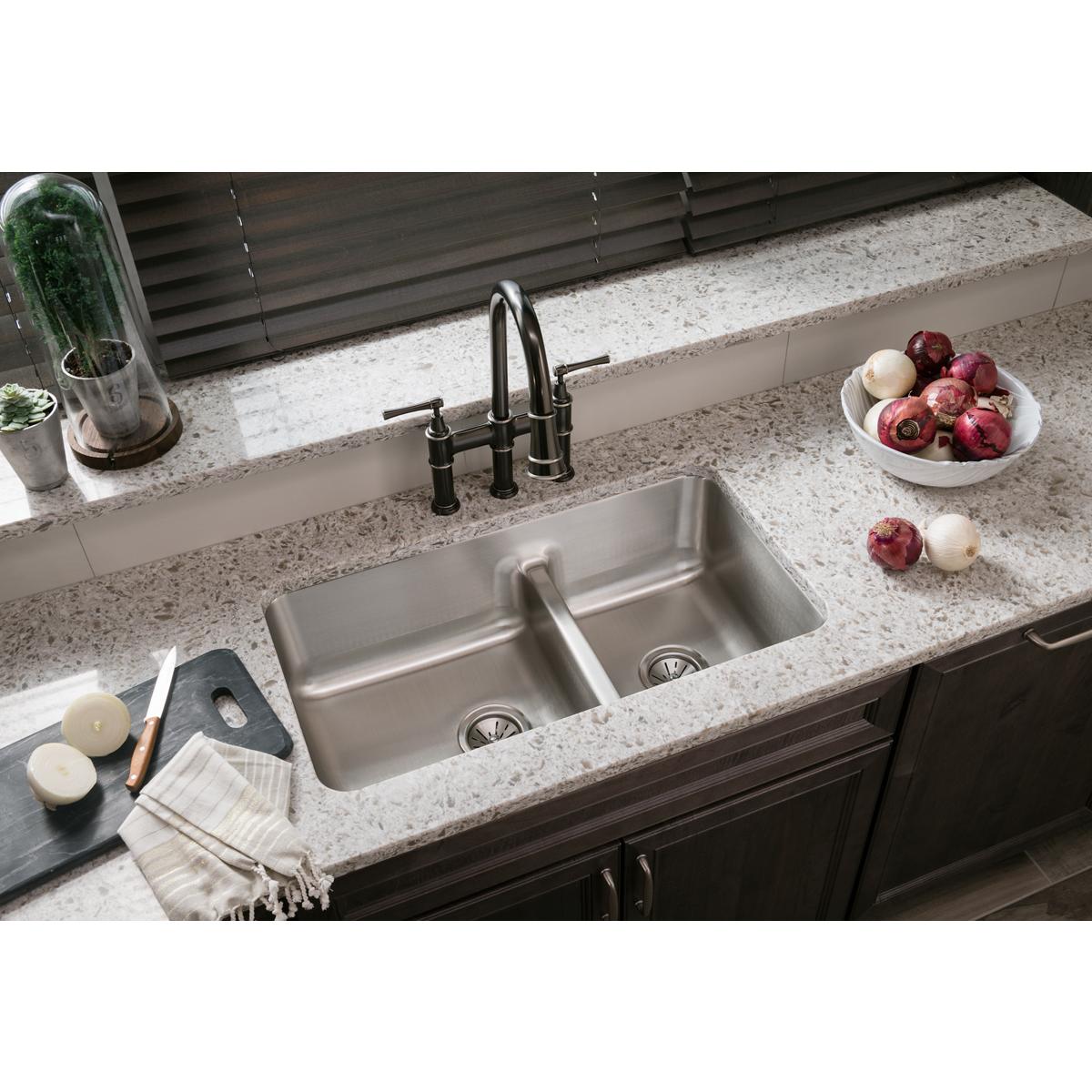 lustrous satin double bowl undermount sink