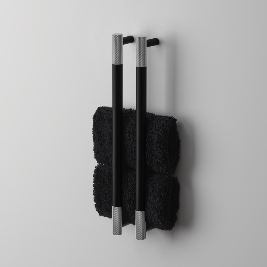 black matte/chrome towel rail