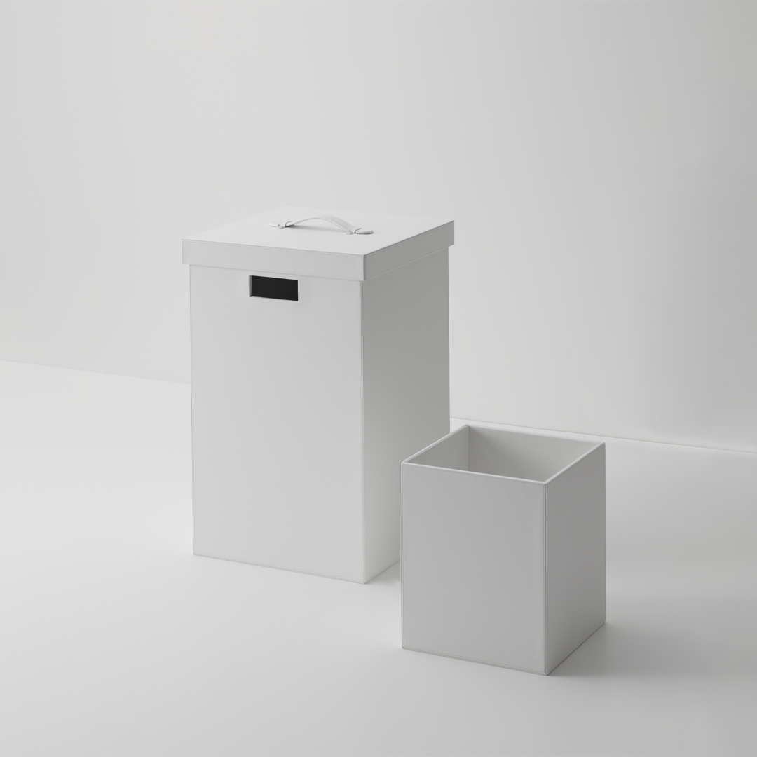 artificial leather white paper bin square