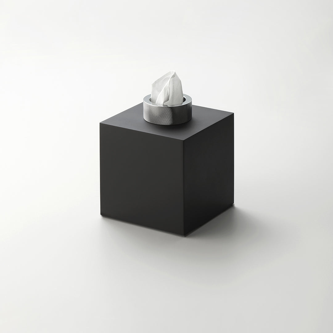 black matte/chrome tissue box