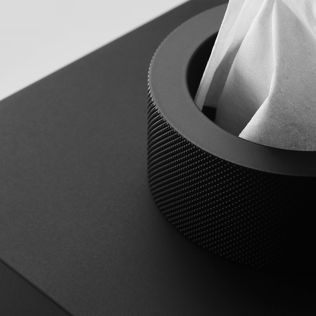 black matte tissue box