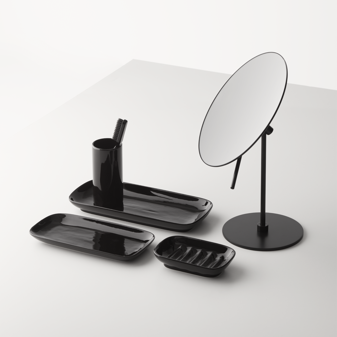 black matte cosmetic mirror