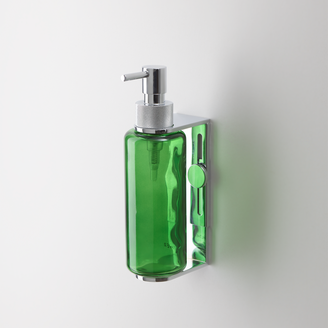 chrome wall holder for dispenser bottles