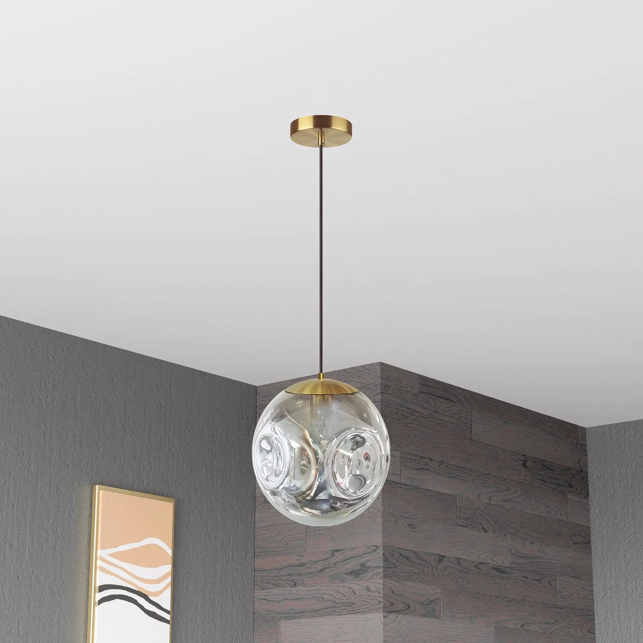 aged brass with smoked glass pendants