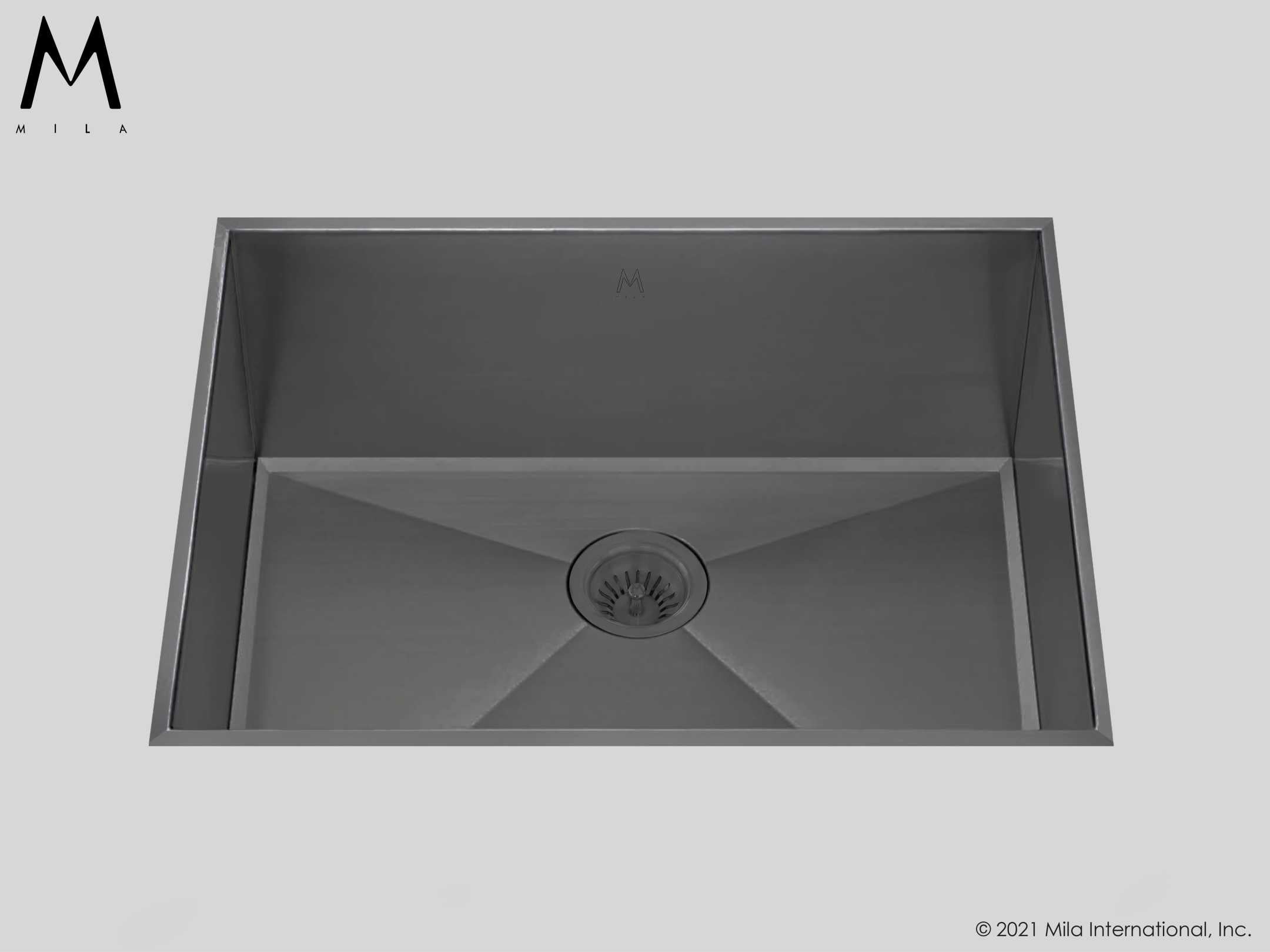 MILA LOUVRE Low Profile Single Bowl Flush-Mount 24x 17.5 Kitchen Sink
