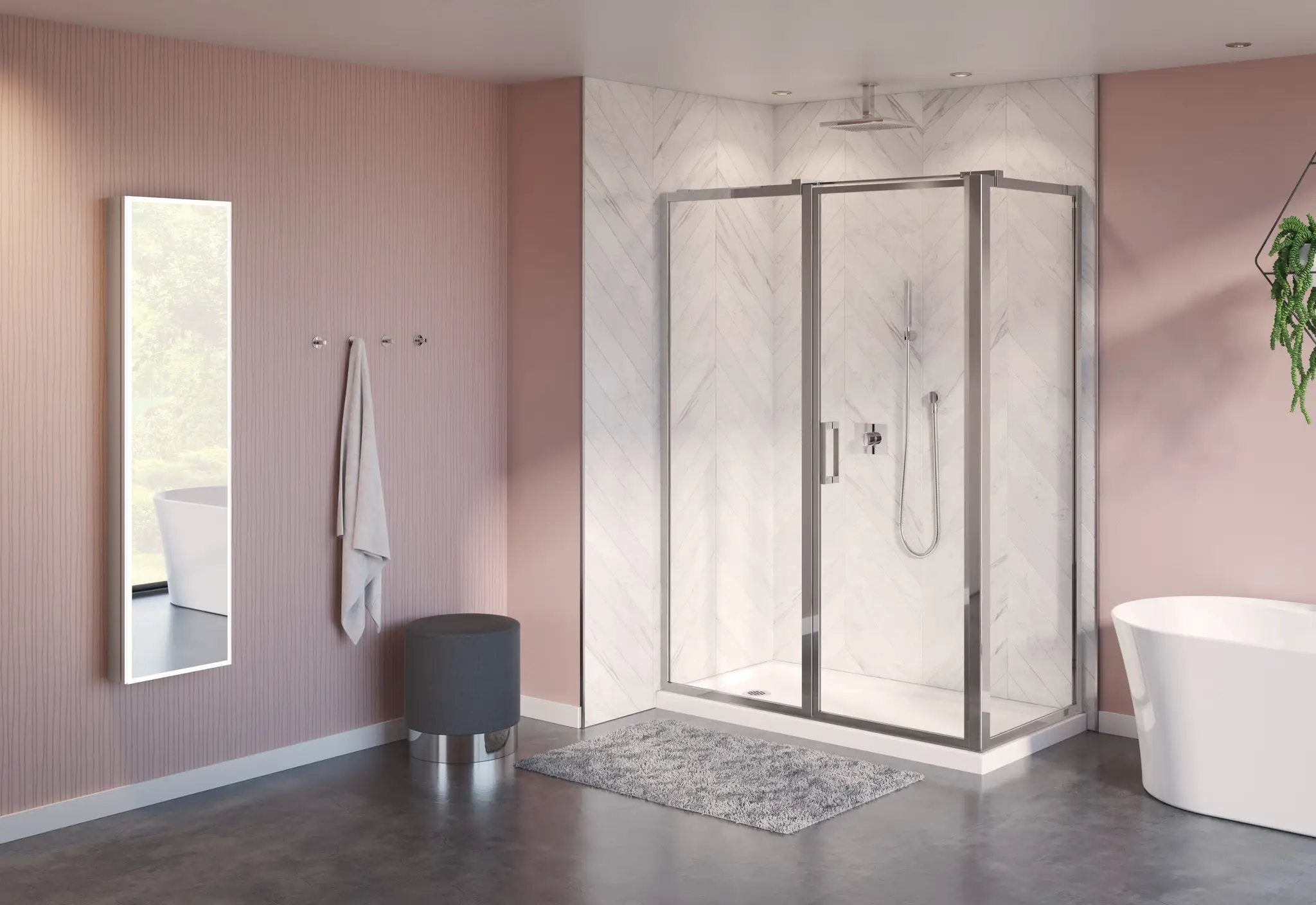 chrome shower door