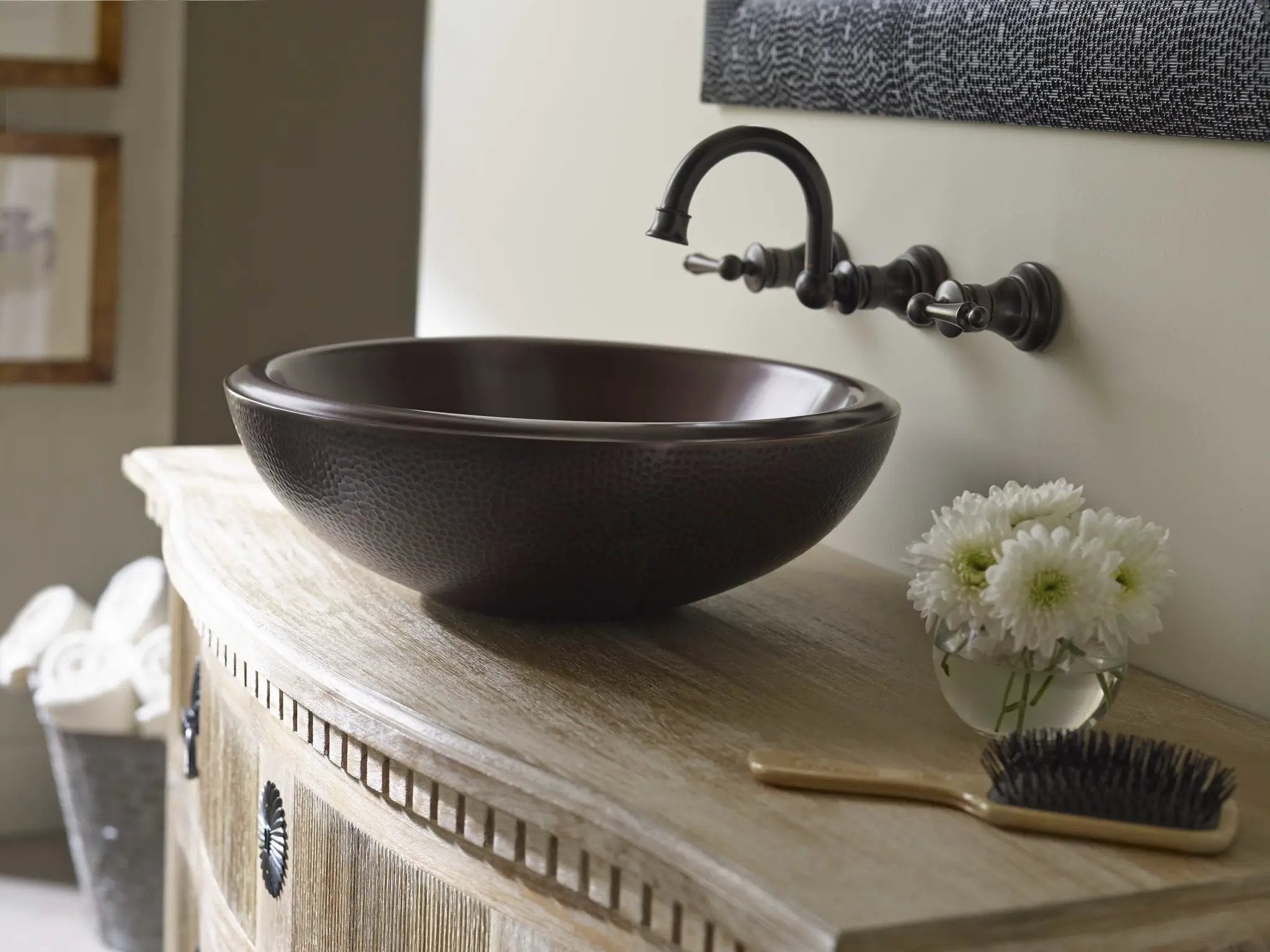 antique copper smooth interior hammered exterior sink