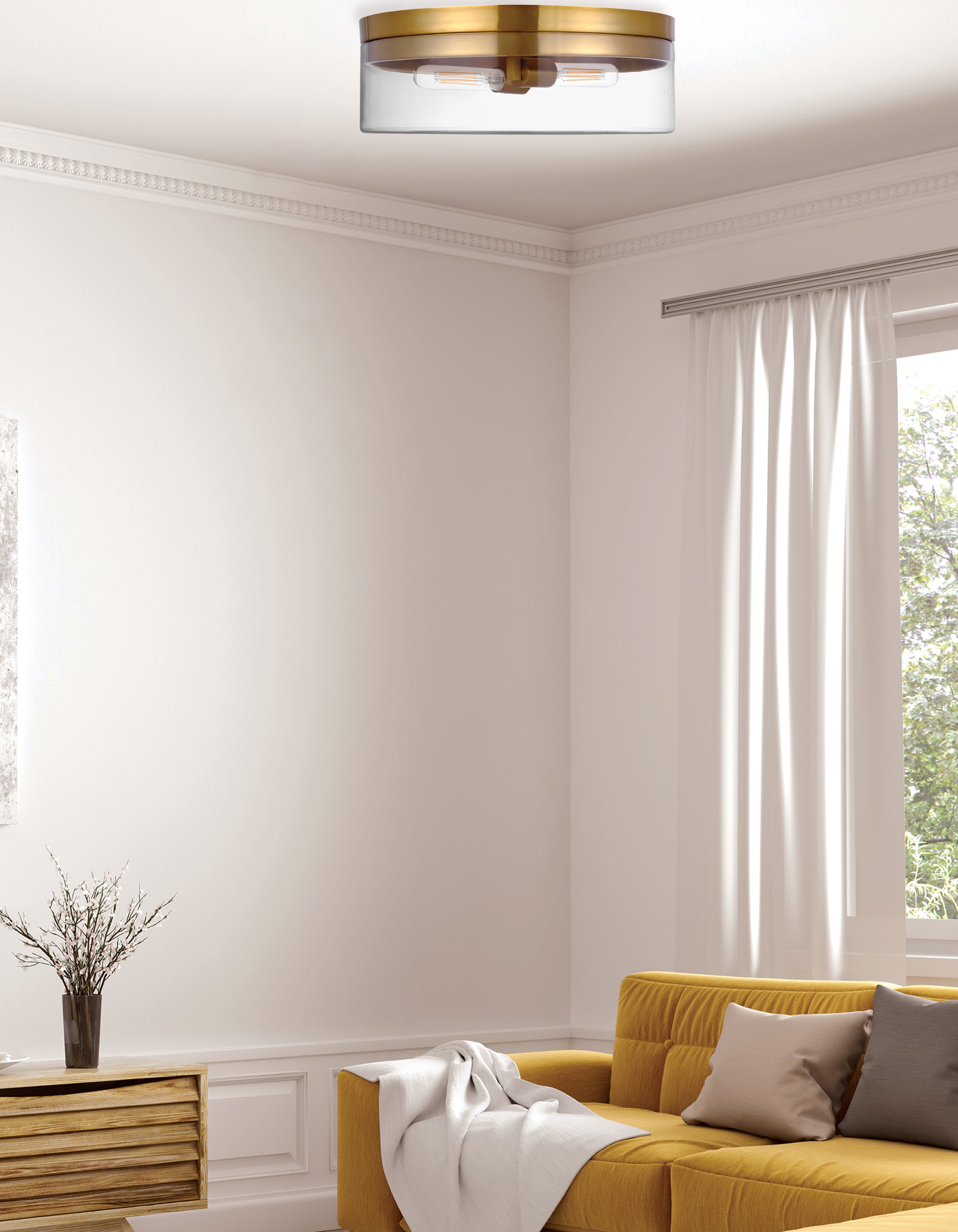 aged brass flush mount