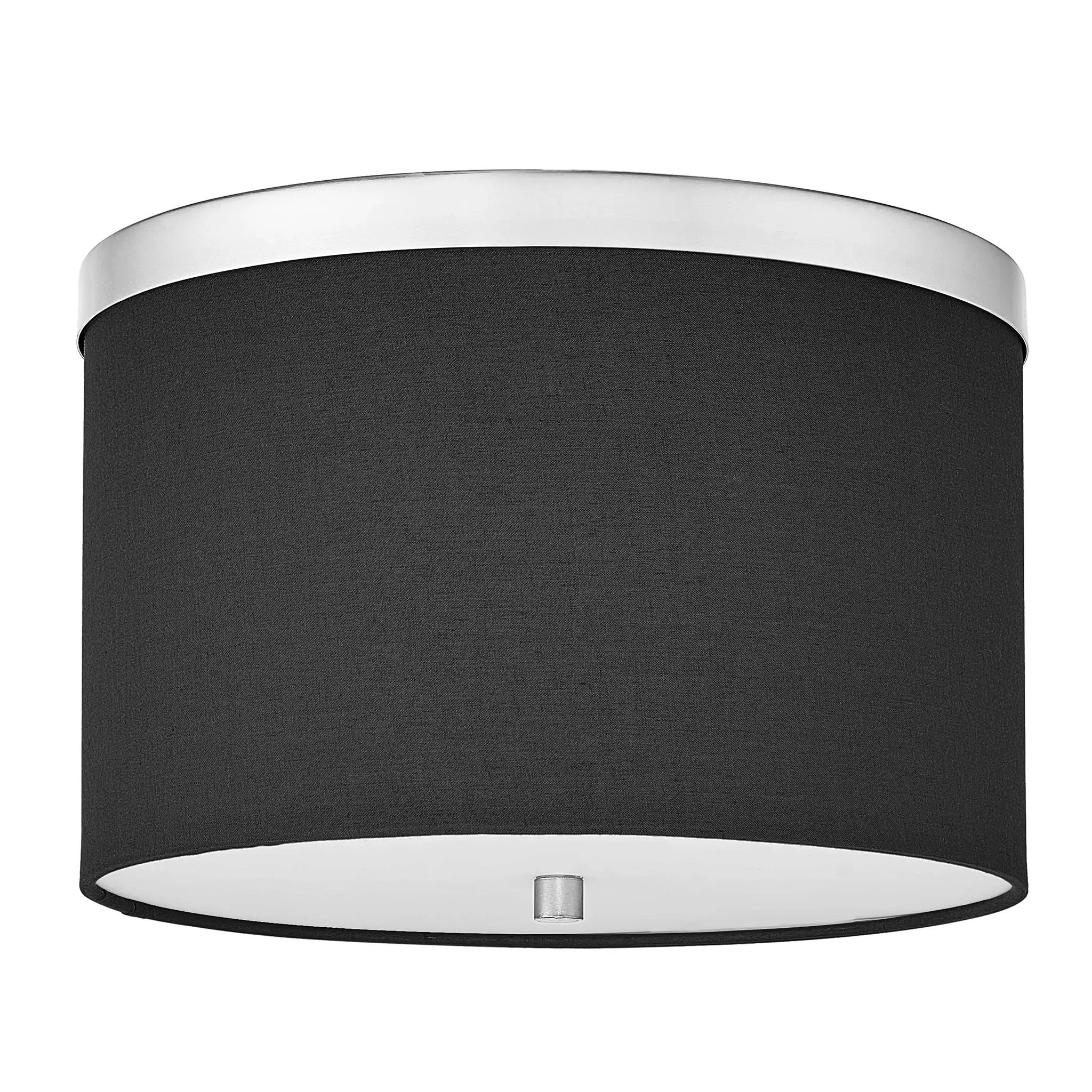 polished chrome with black shade flush mount