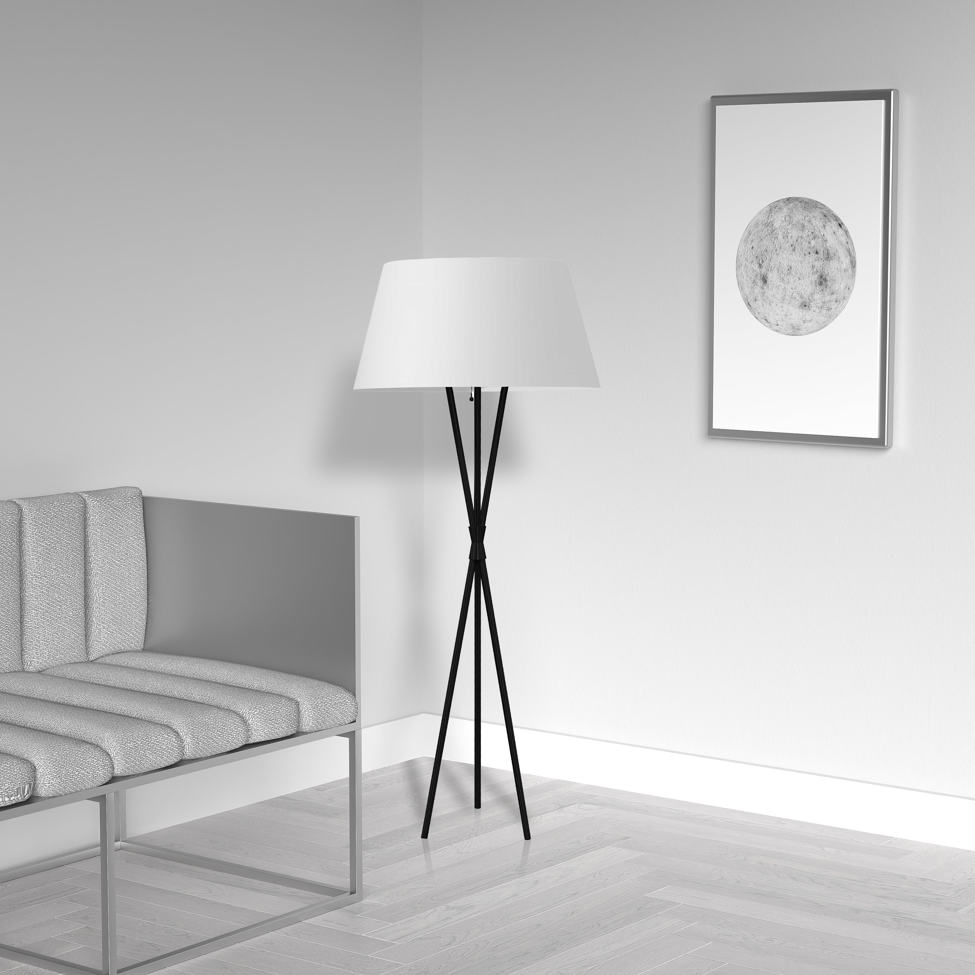 matte blackwith white shade floor lamp