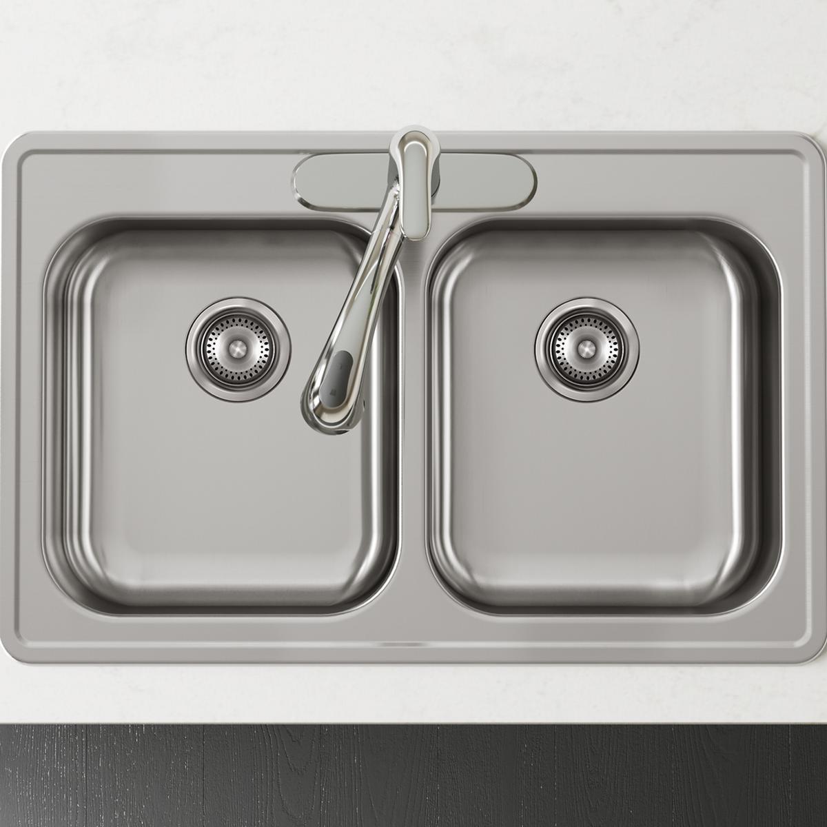 satin double bowl drop-in sink