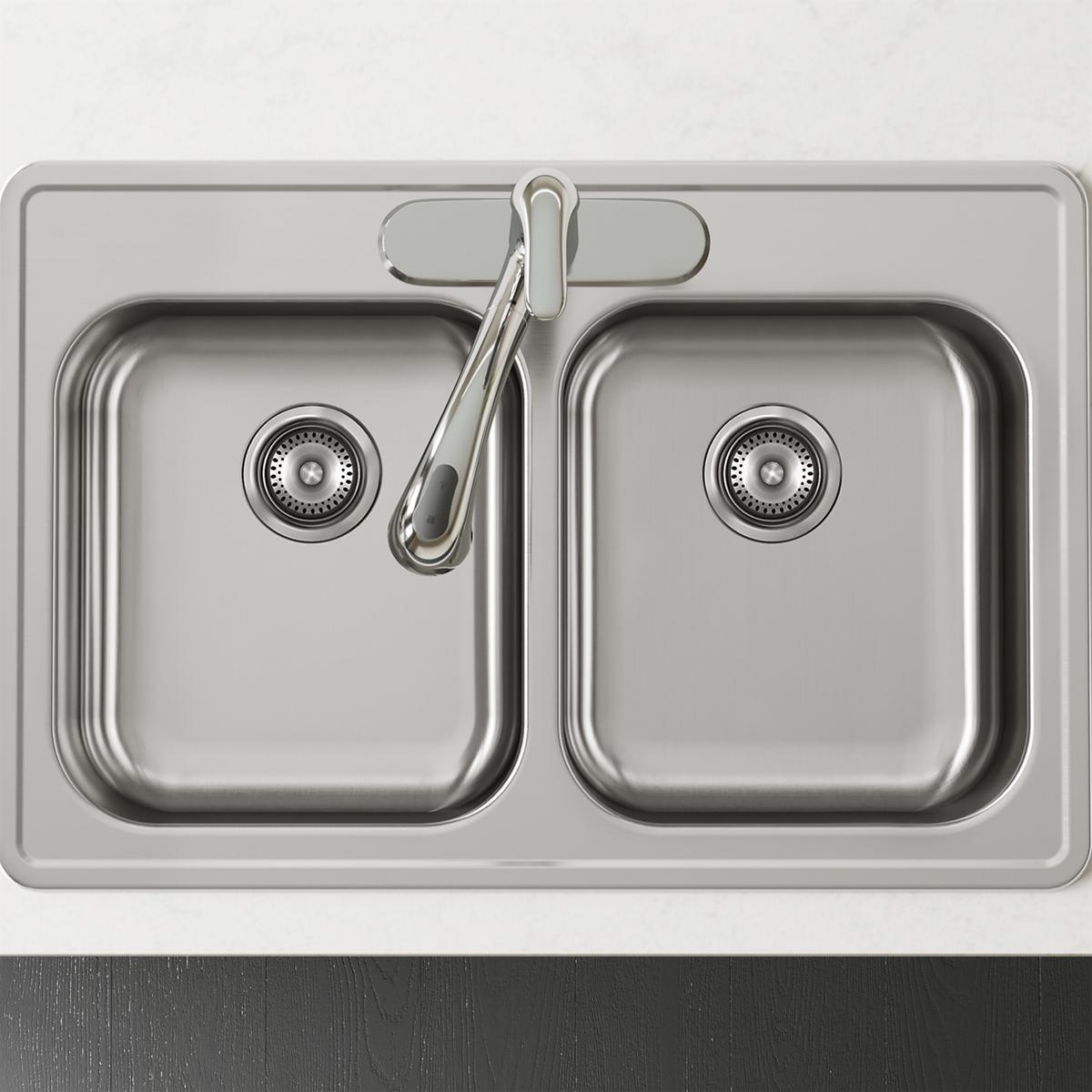 satin double bowl drop-in sink