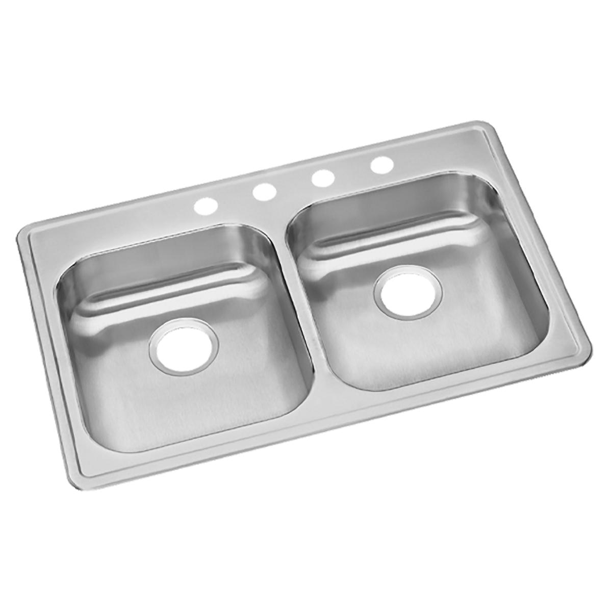 Elkay Dayton 33" x 22" x 5-3/8" MR2-Hole Equal Double Bowl Drop-in Sink