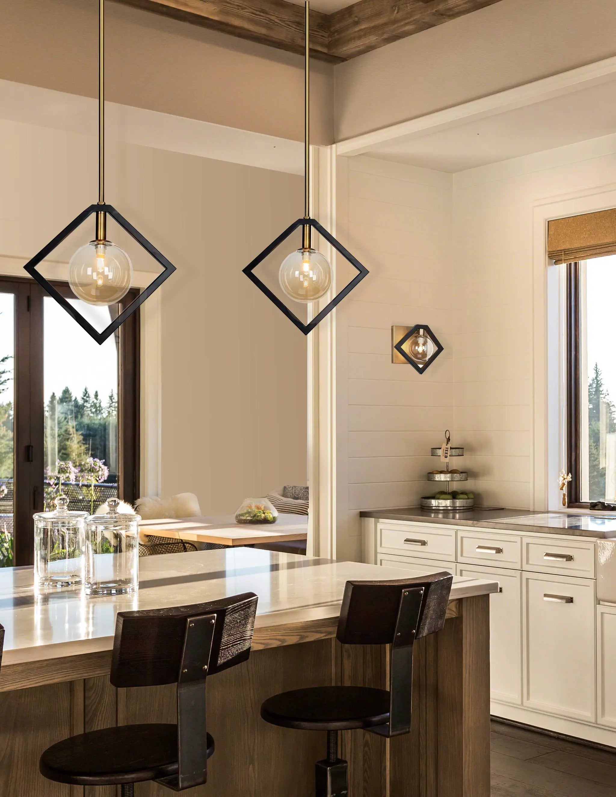 matte black and vintage bronze finish with champagne glass wall sconce