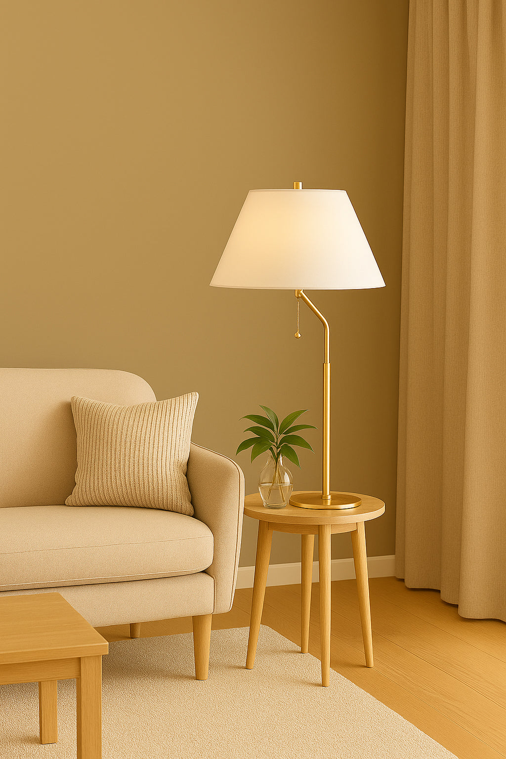 aged brass/white table lamp
