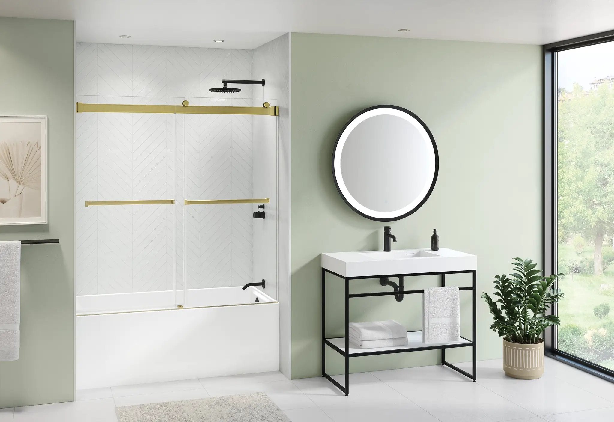brushed gold tub enclosure