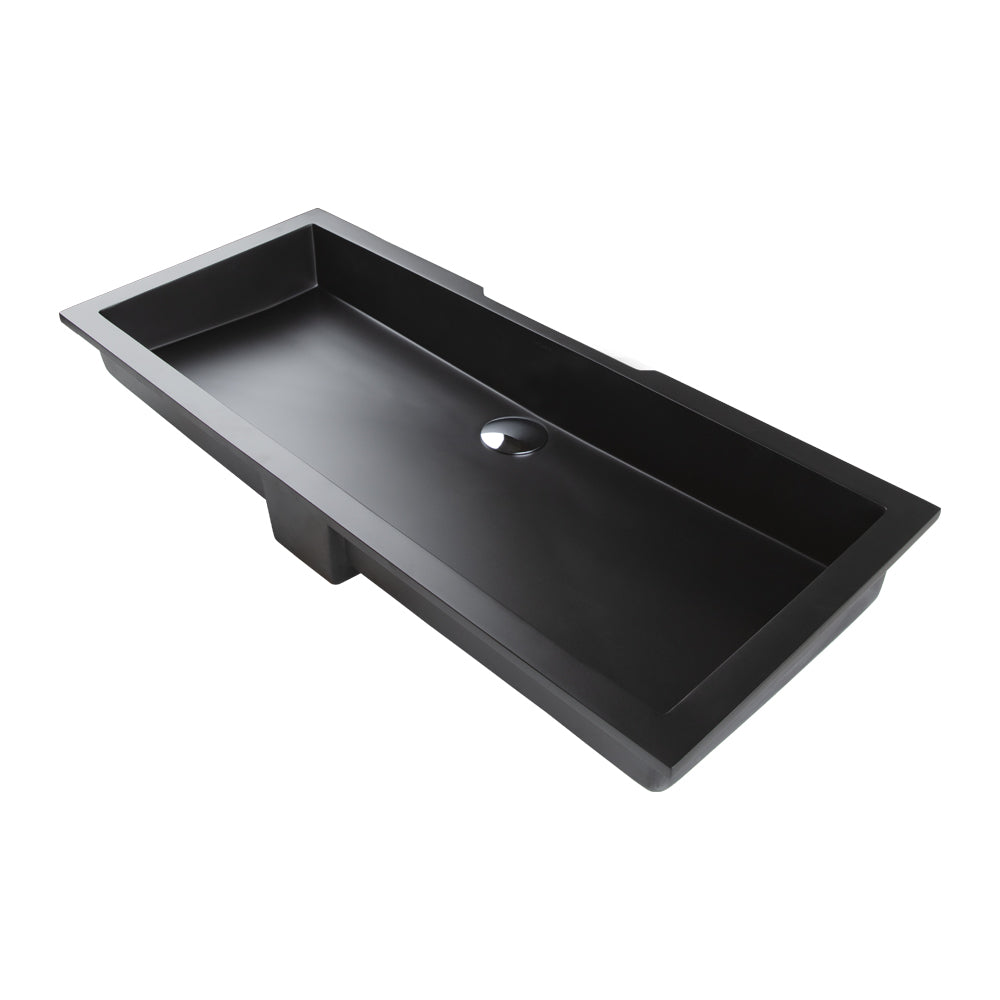 Lacava Kubista 35 1/2" Under-Counter Bathroom Sink Made Of Solid Surface with an Overflow.