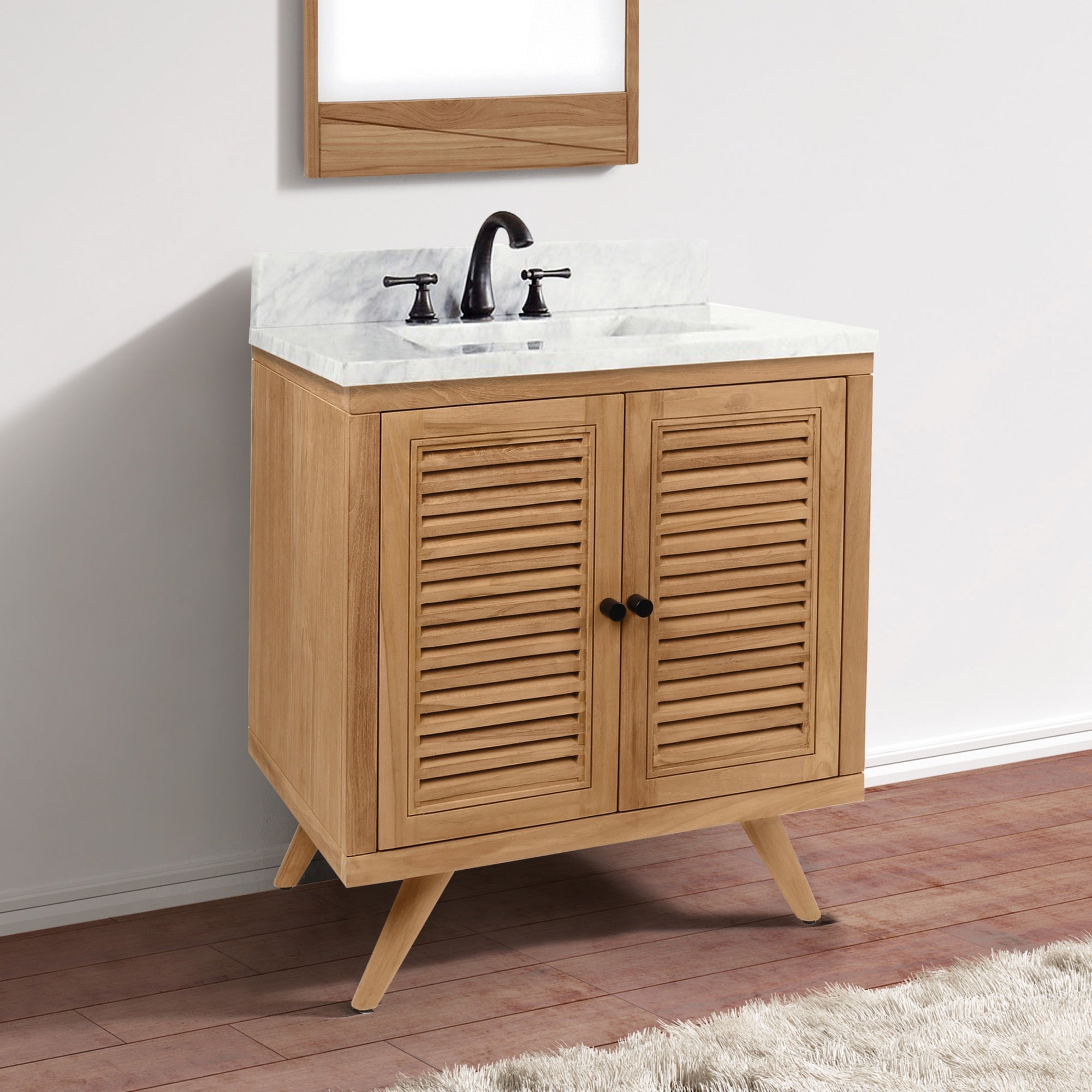 natural teak vanity set