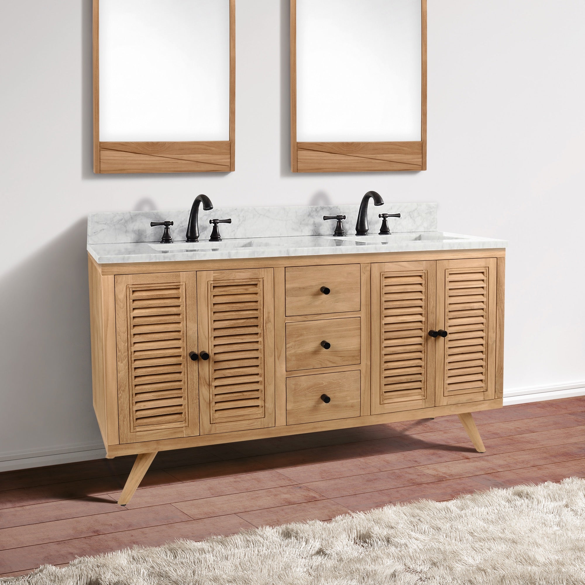 natural teak vanity set