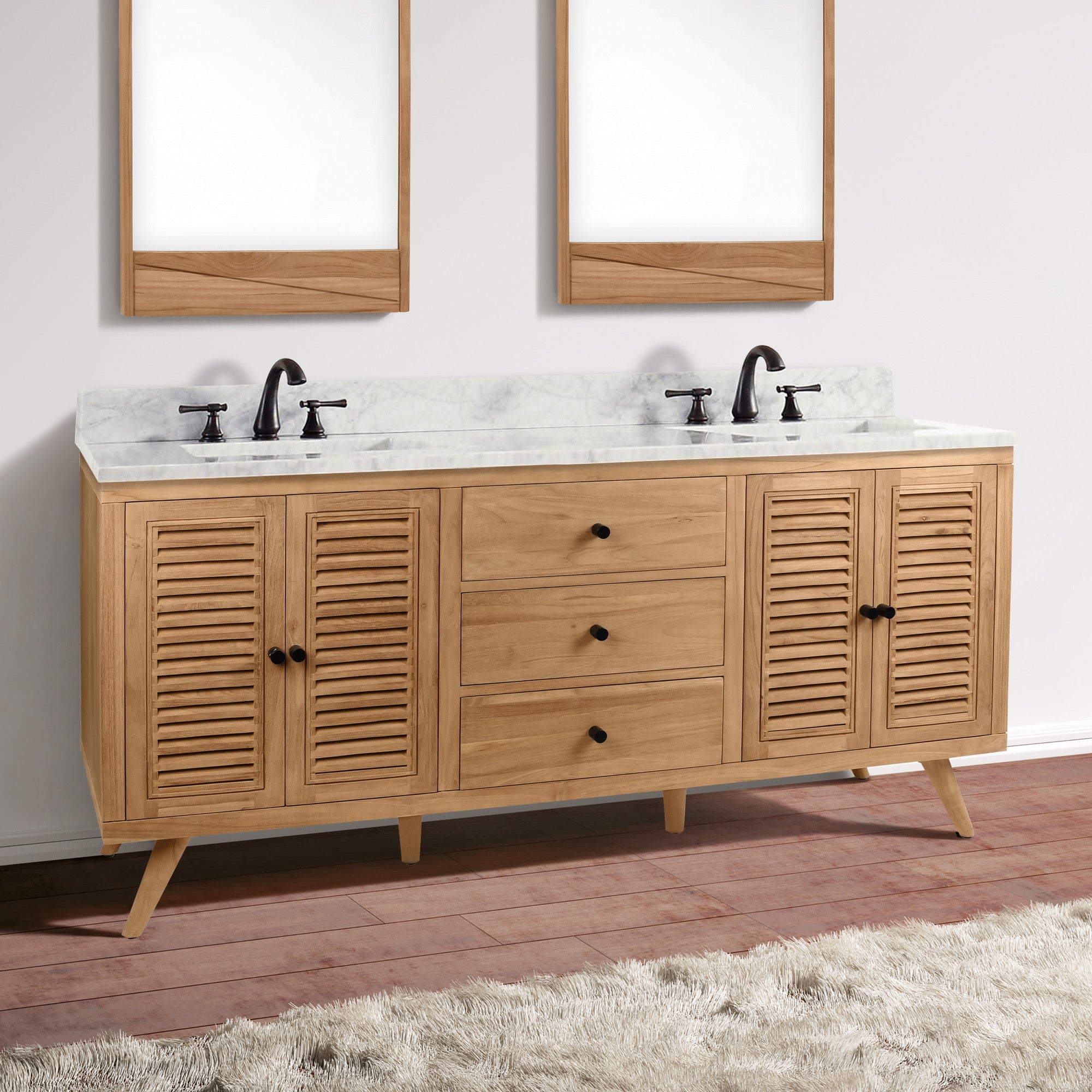 natural teak vanity set