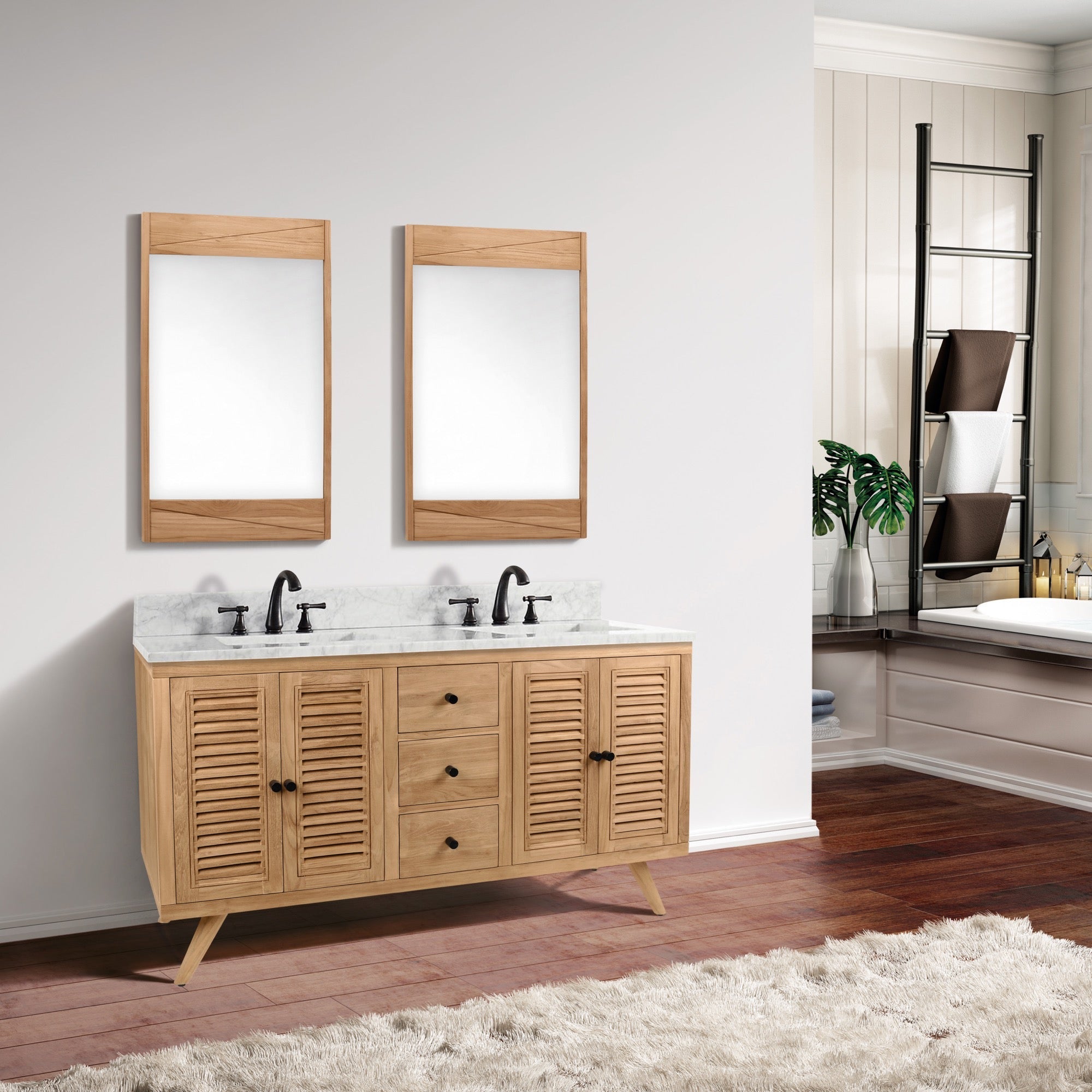 natural teak vanity set