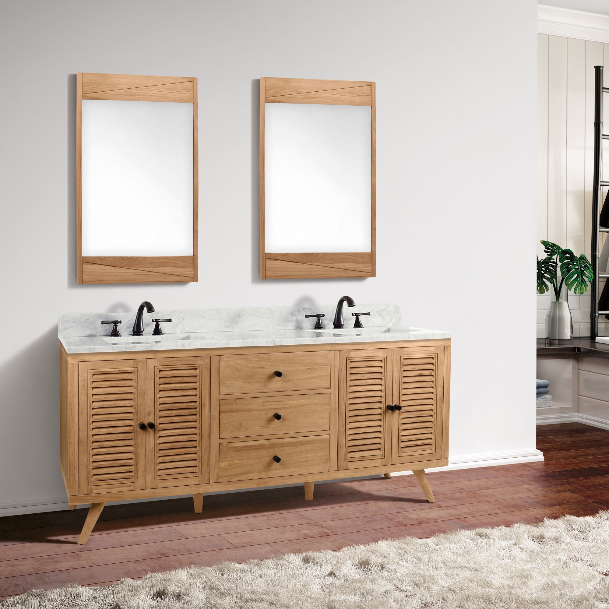 natural teak vanity set