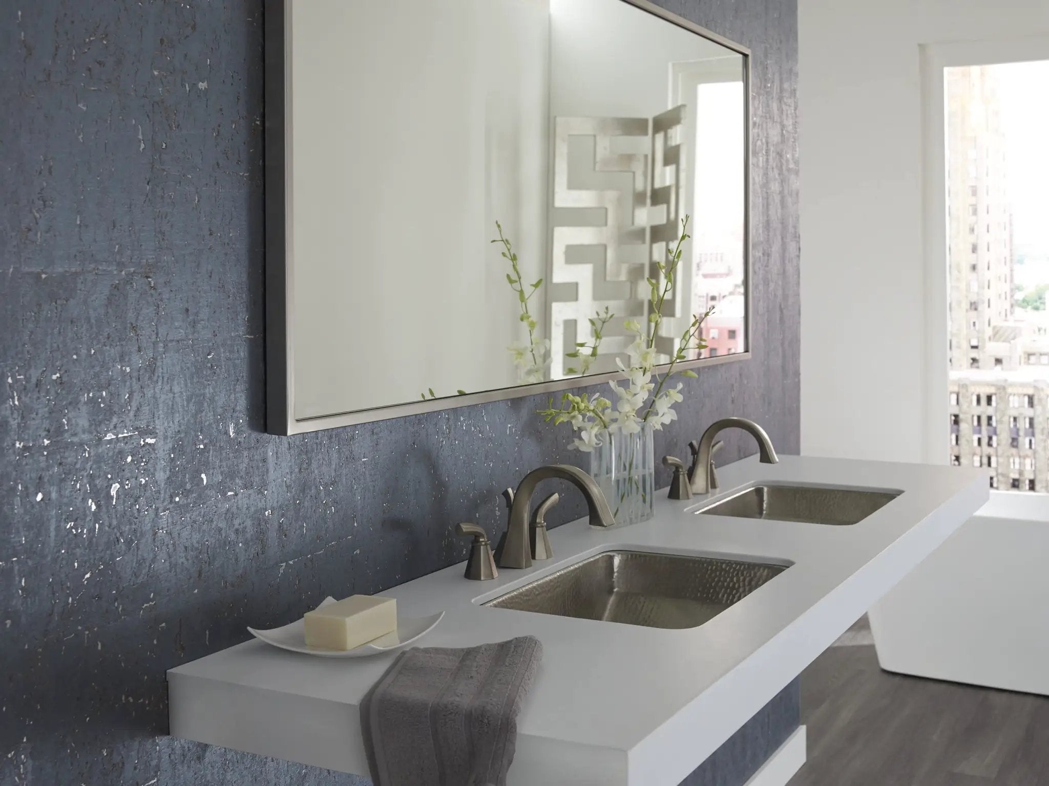 aged copper hammered sink