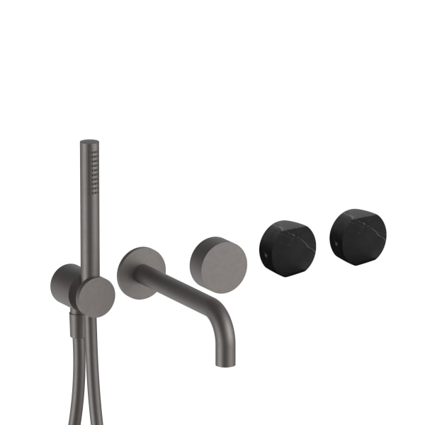 Fantini AF/21 Wall Mount Tub Filler - Handles in Marquinia Black Marble