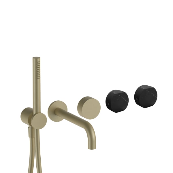 Fantini AF/21 Wall Mount Tub Filler - Handles in Marquinia Black Marble
