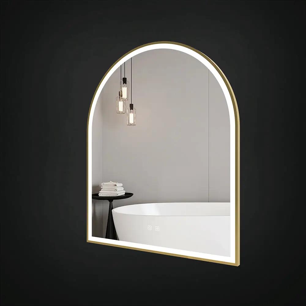brushed gold lit mirror