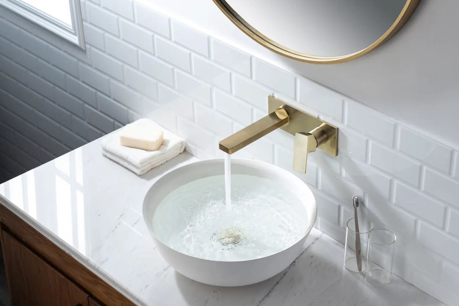 satin brass pvd bathroom faucet