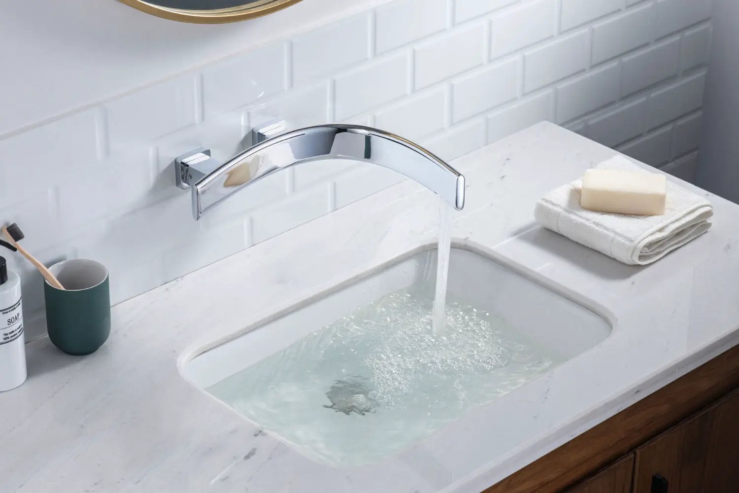 chrome bathroom faucet