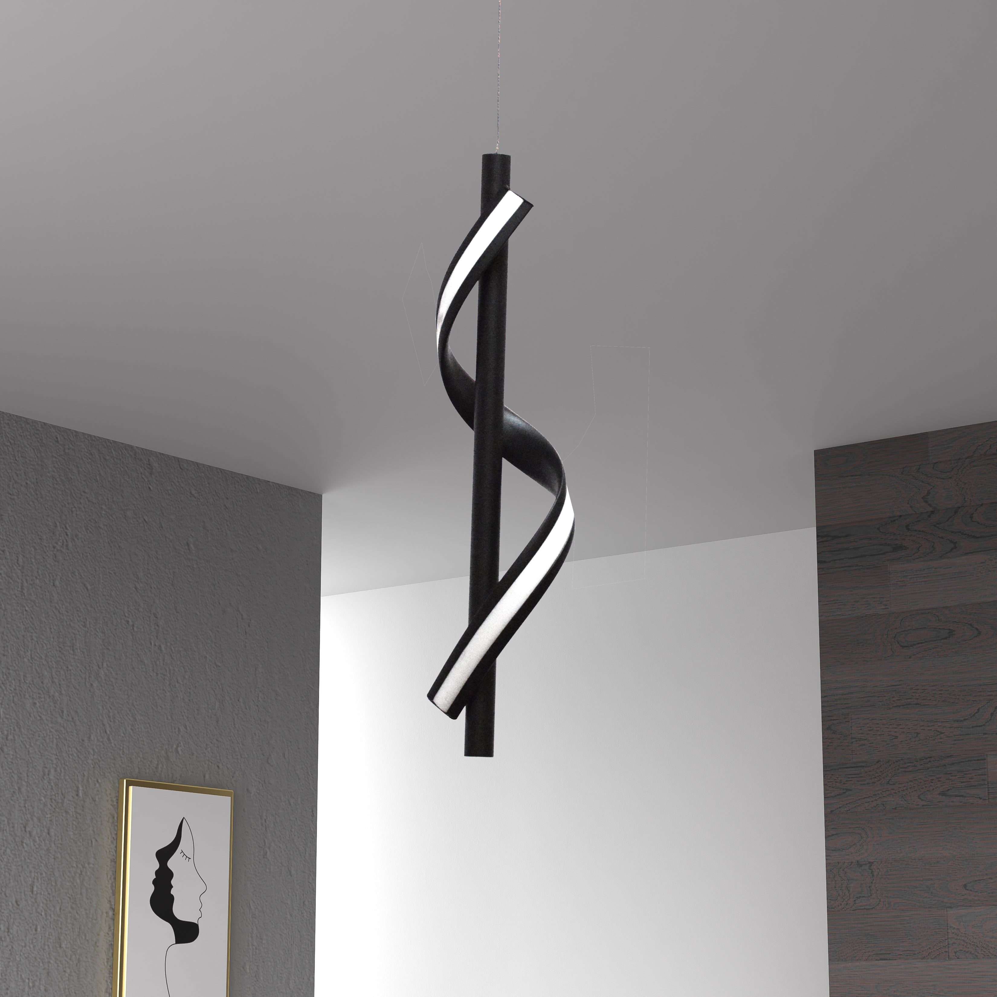 matte black with white silicone diffuser pendants