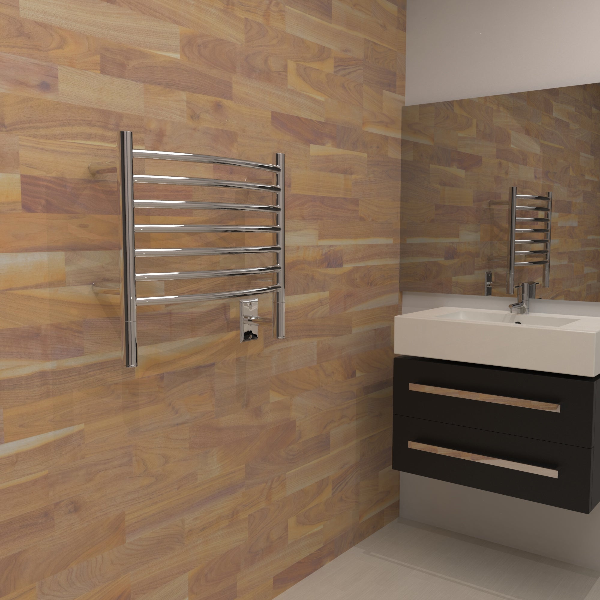 polished stainless towel warmer