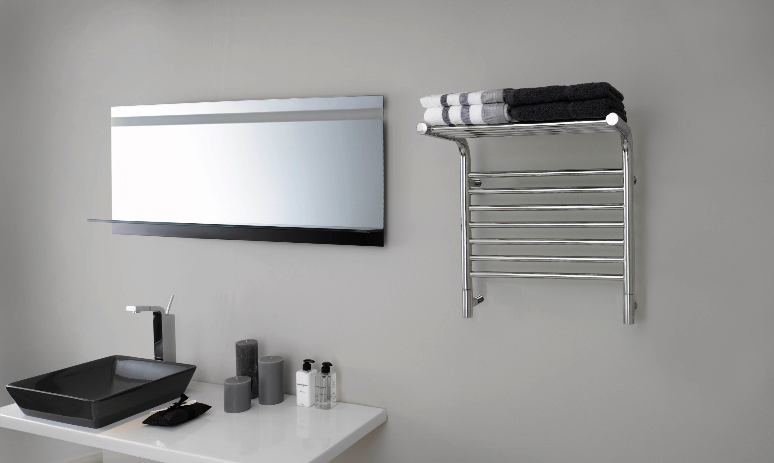 polished stainless towel warmer