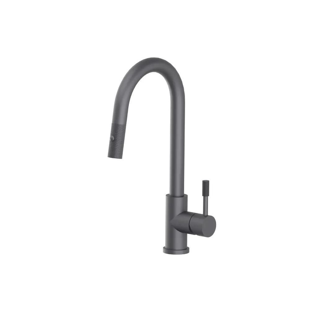 Flusso Vasco - Dual Spray Stainless Steel Kitchen Faucet with Pull Out and Knurling by Flusso